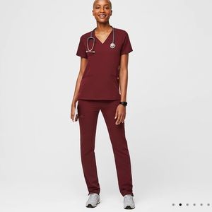 Figs Burgundy scrub top and bottoms